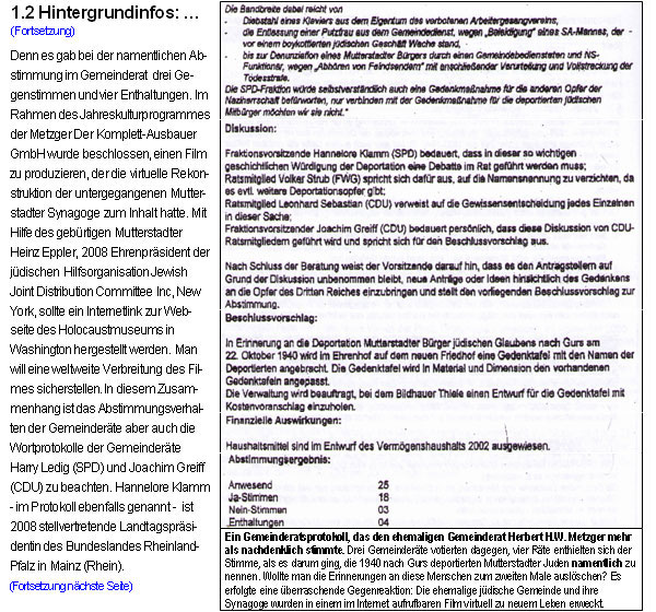 Die virtuelle Rekonstruktion der Mutterstadter Landsynagoge - Gedenken der ehemaligen jdischen Gemeinde Mutterstadts und eine kontroverse Debatte