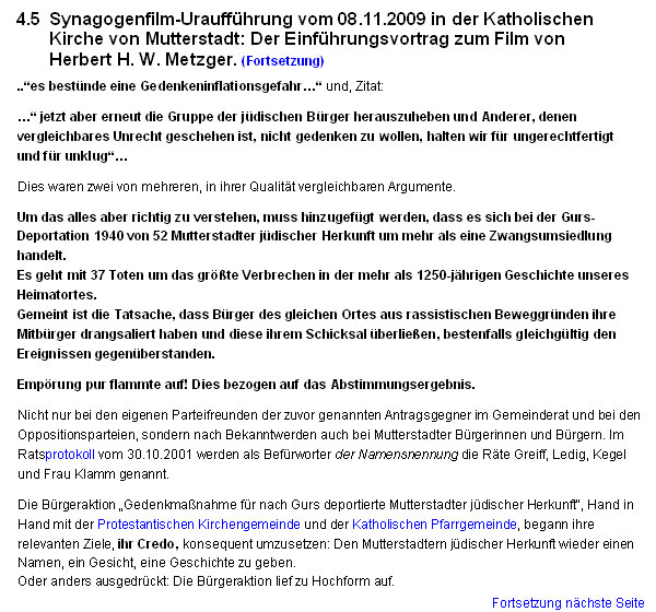 Synagogenfilm-Urauffhrung vom 08.11.2009 in der Katholischen Kirche von Mutterstadt: Der Einfhrungsvortrag zum Film von Herbert H. W. Metzger